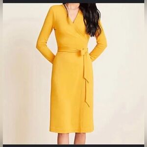 Ann Taylor Gold Asymmetrical Wrap Cocktail Dress